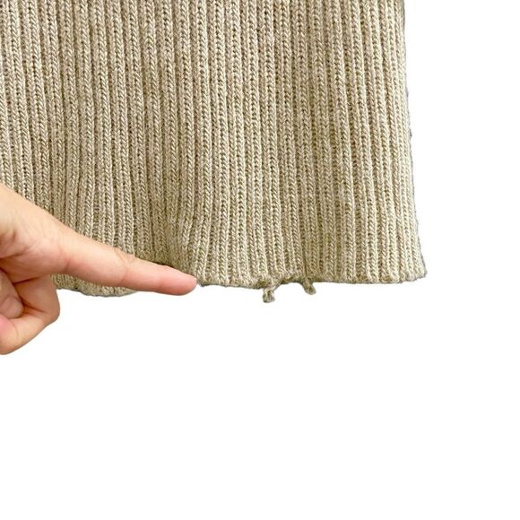 BARBARA BUI Wool Ribbed Long Button Front Cardigan Sweater Tan L - Picture 7 of 8